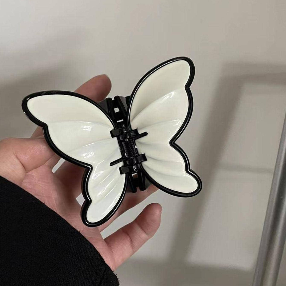 Papillon Cheveux Pince Blanc Noir