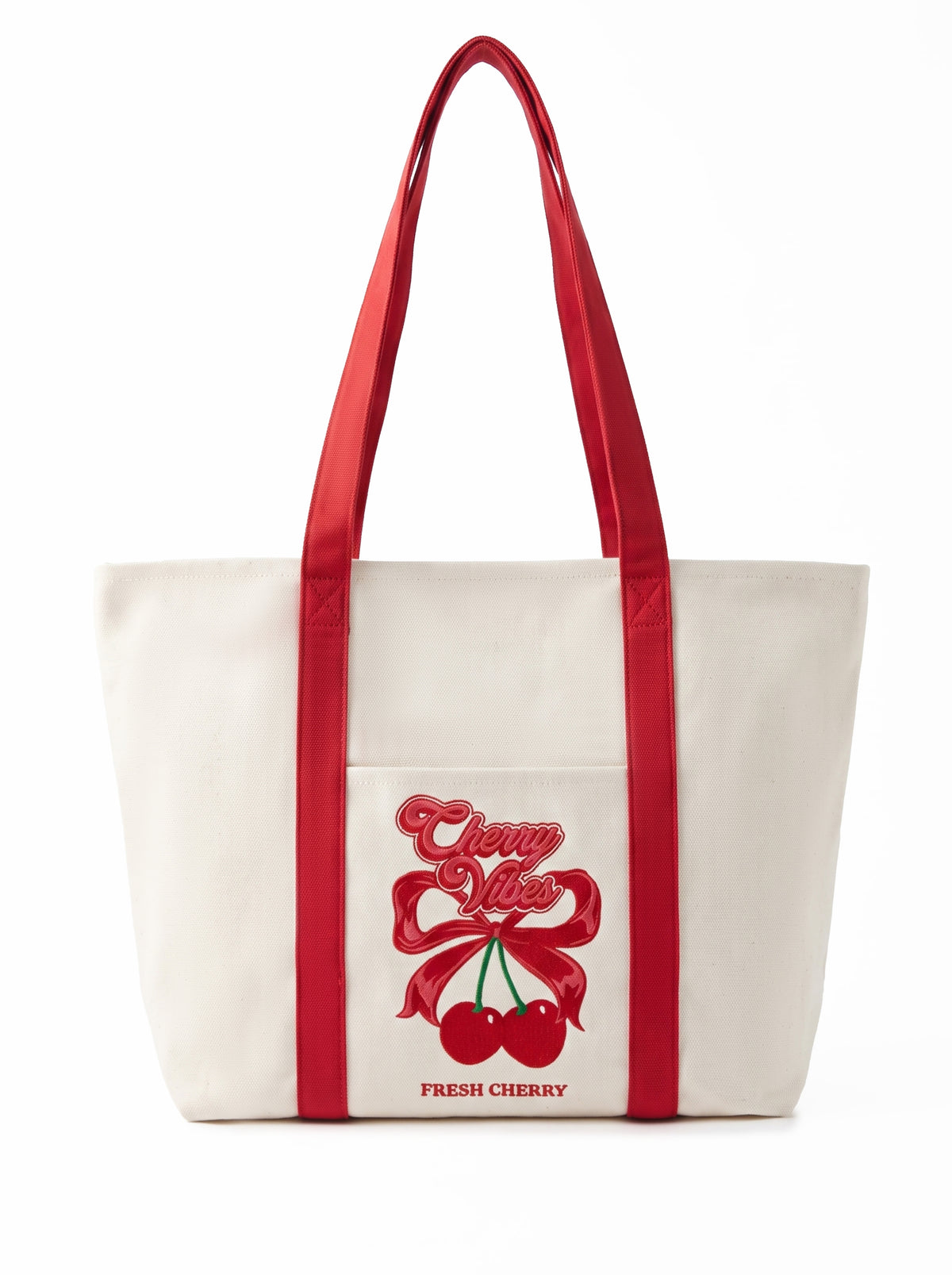 Cherry Love Bow Canvas Tote Bag ALI205 SUM26