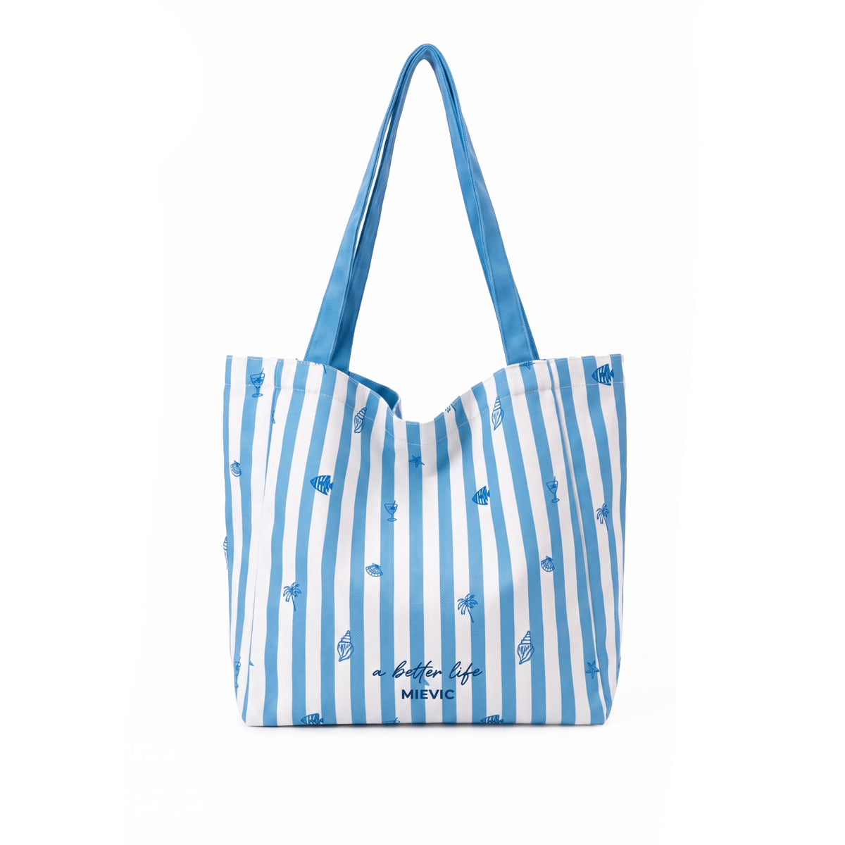 Blue Striped Beach Canvas Tote Bag WM2610 SUM26