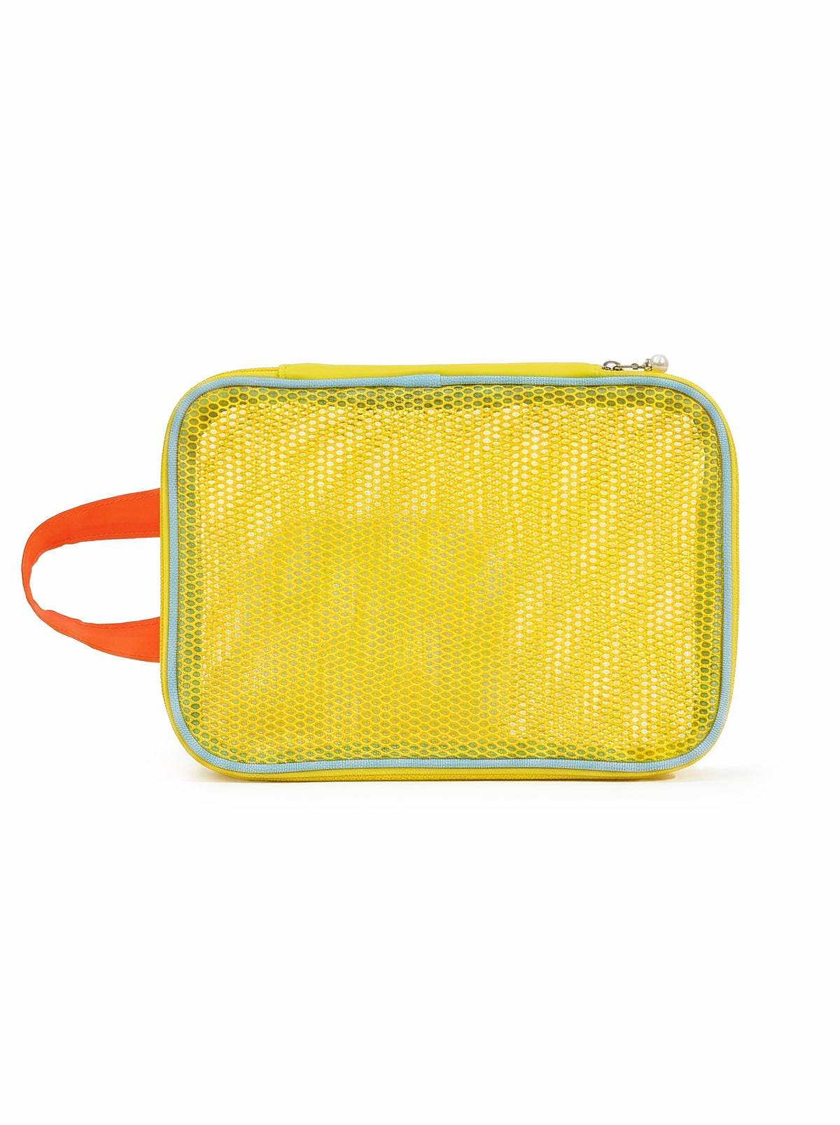 Grande Trousse de Maquillage en Mesh - Jaune