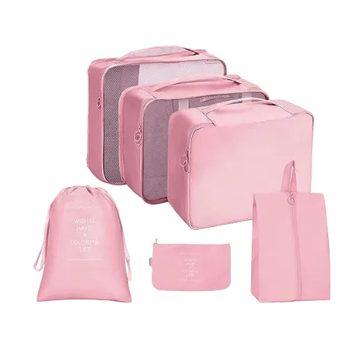 Set de 6 Sacs de Rangement pour Voyage Roses