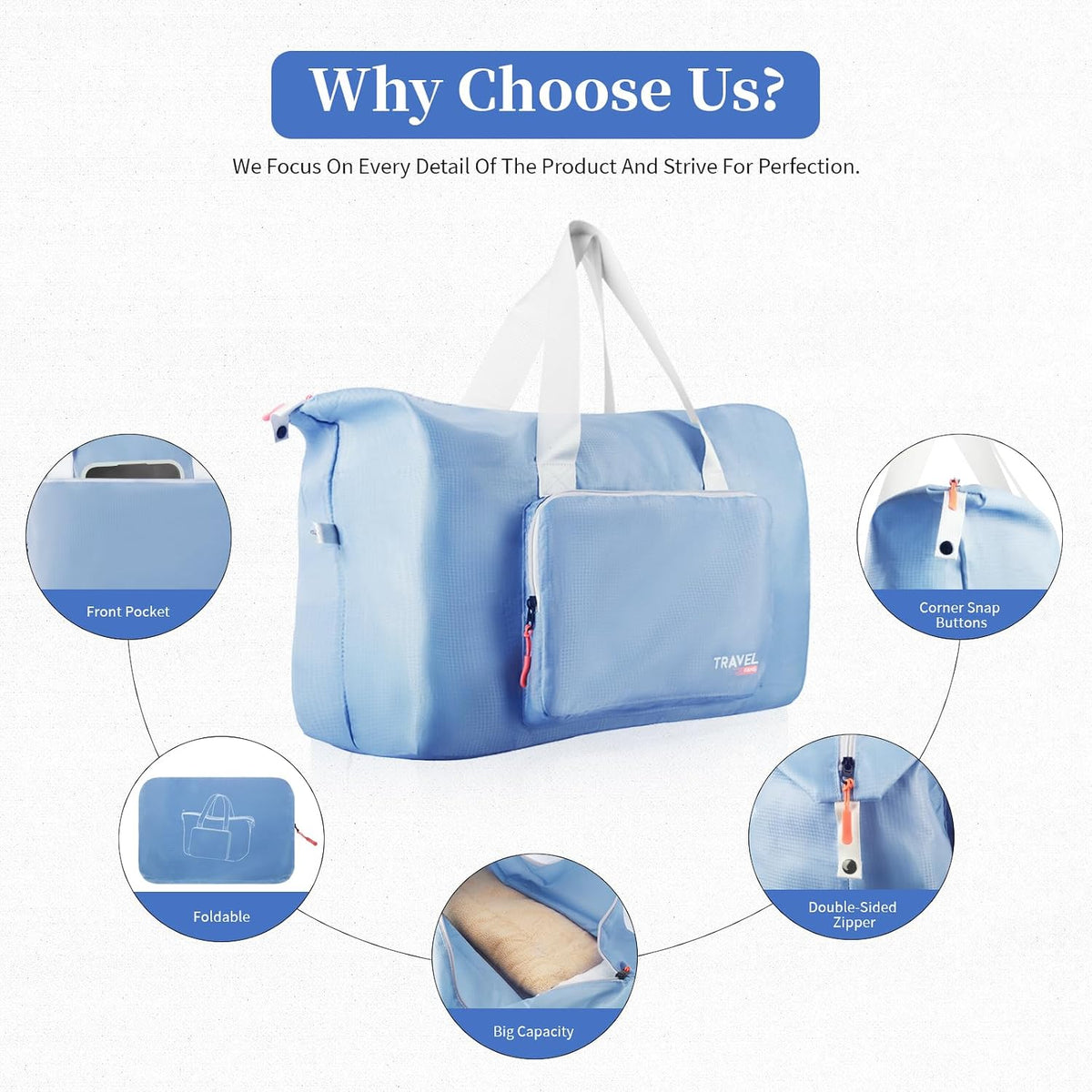 Folding Duffel Foldable Sac Bleu
