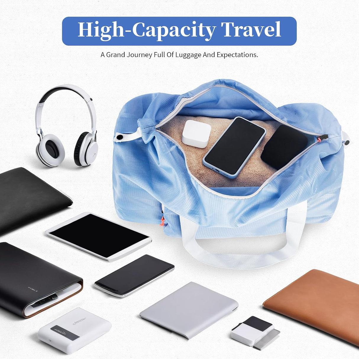 Folding Duffel Foldable Sac Bleu