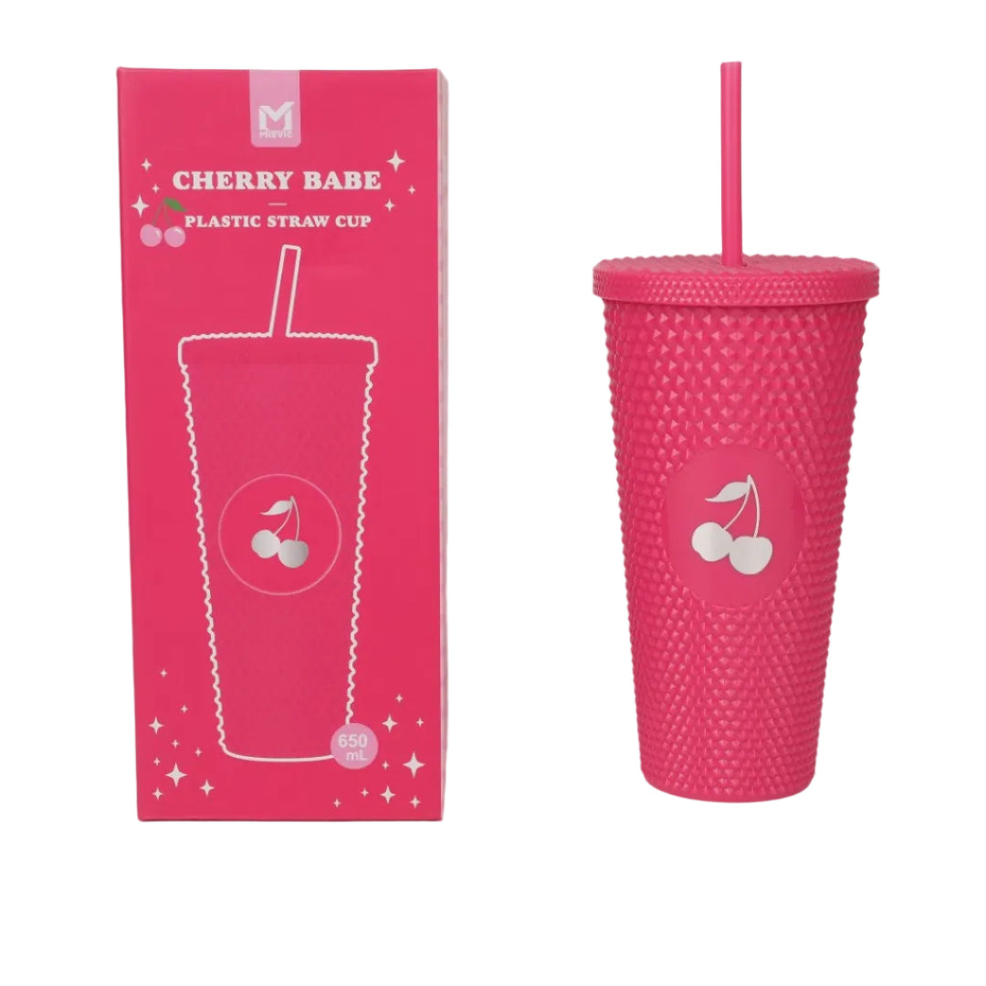 Gobelet Paille Plastique 650mL Cherry Babe