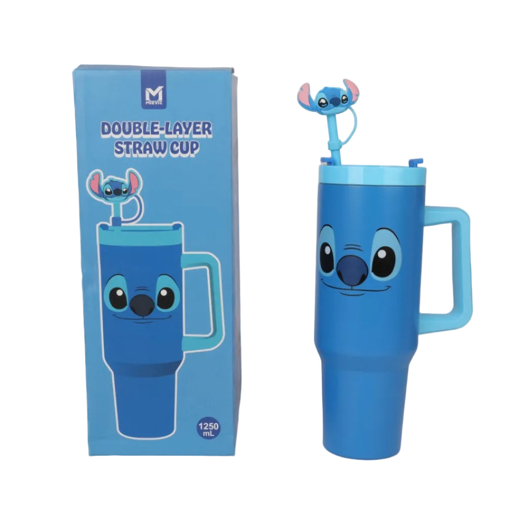 Gobelet à Paille Double Paroi 1250 ml Série Stitch Bleu