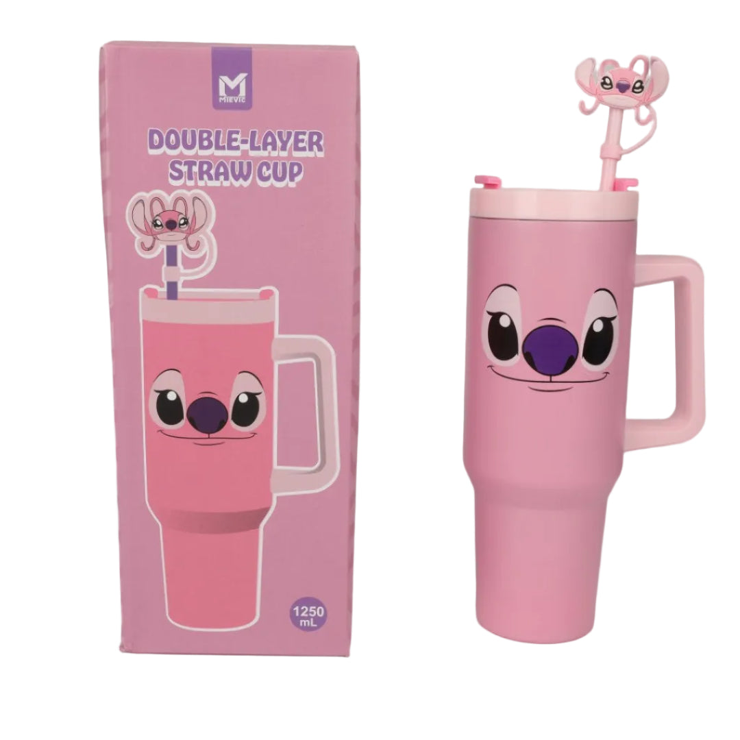 Gobelet à Paille Double Paroi 1250 ml Série Stitch Rose