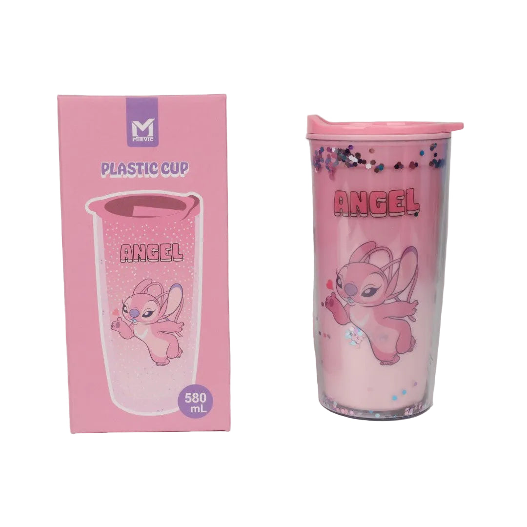 Bouteille en Plastique Stitch Double-wall Plastic Bottle(angel) 580ML - Rose