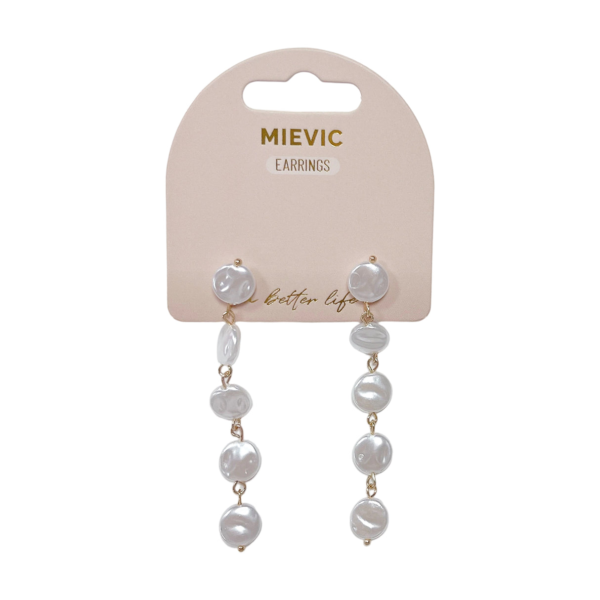 Boucles d'Oreilles Long Pearl Chain - Doré