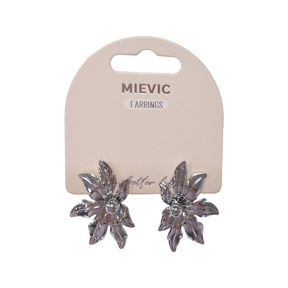 Boucles d'Oreilles Floral Statement Puces - Argenté