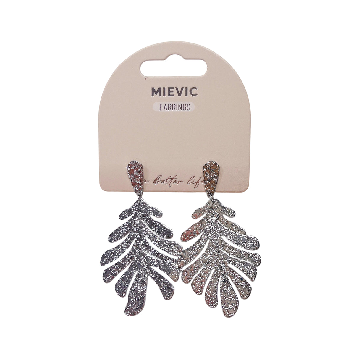 Boucles d'Oreilles Leaf Drop Glitter - Argenté