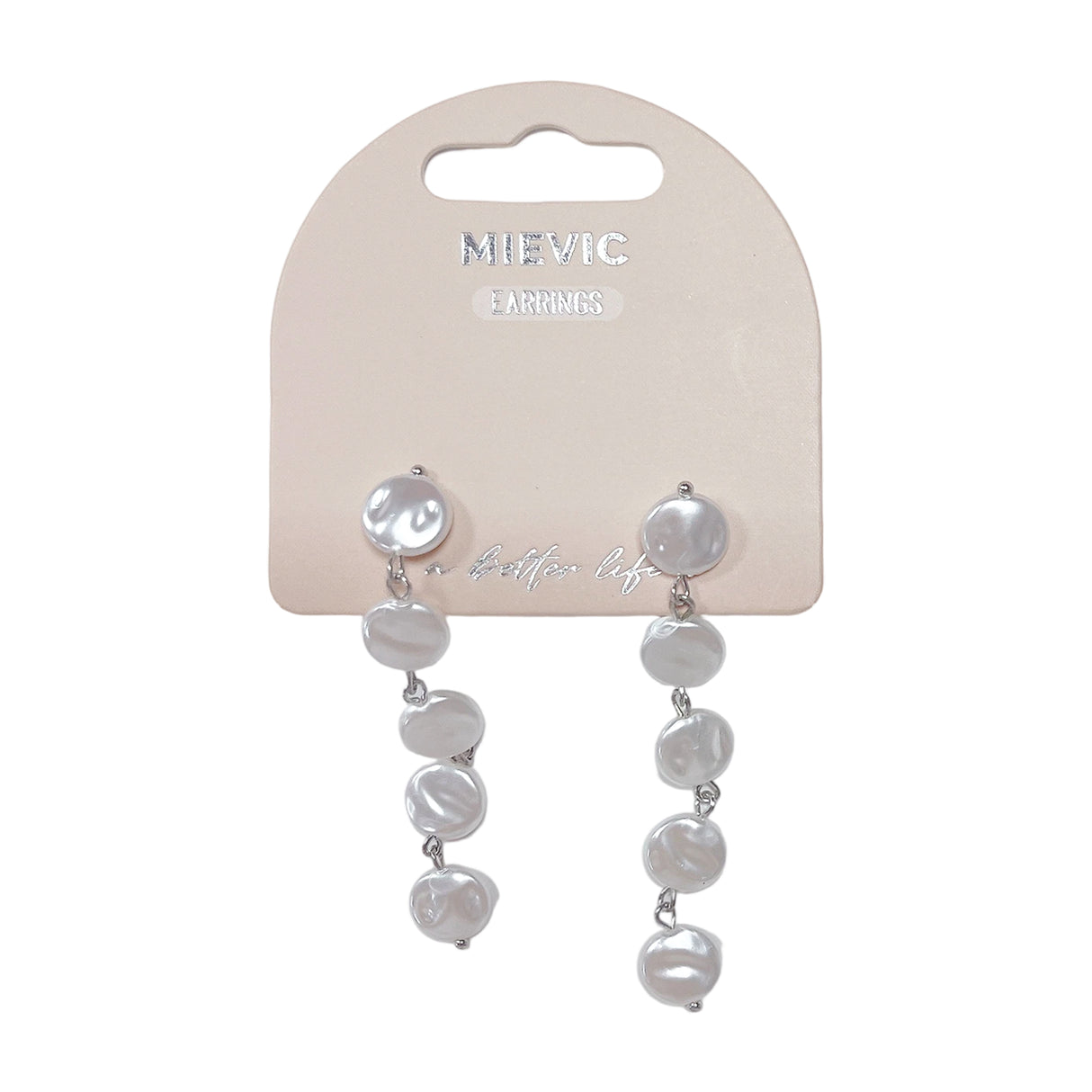Boucles d'Oreilles Long Pearl Chain - Argenté