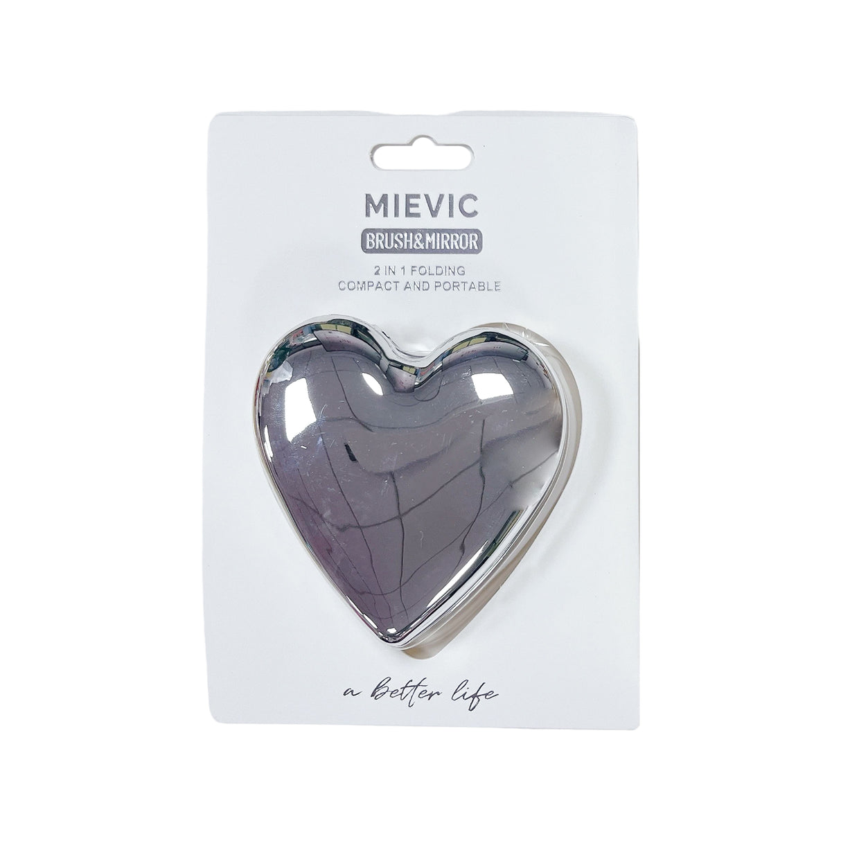 Brosse à Cheveux Heart Hair Brush Mirror - Argenté