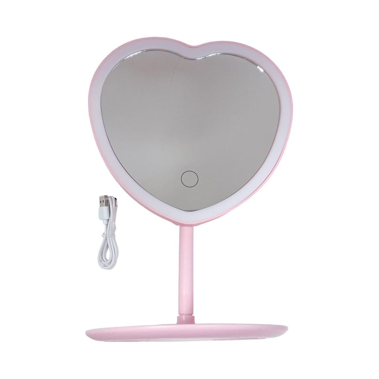 Miroir de Table en Forme de Cœur Rose