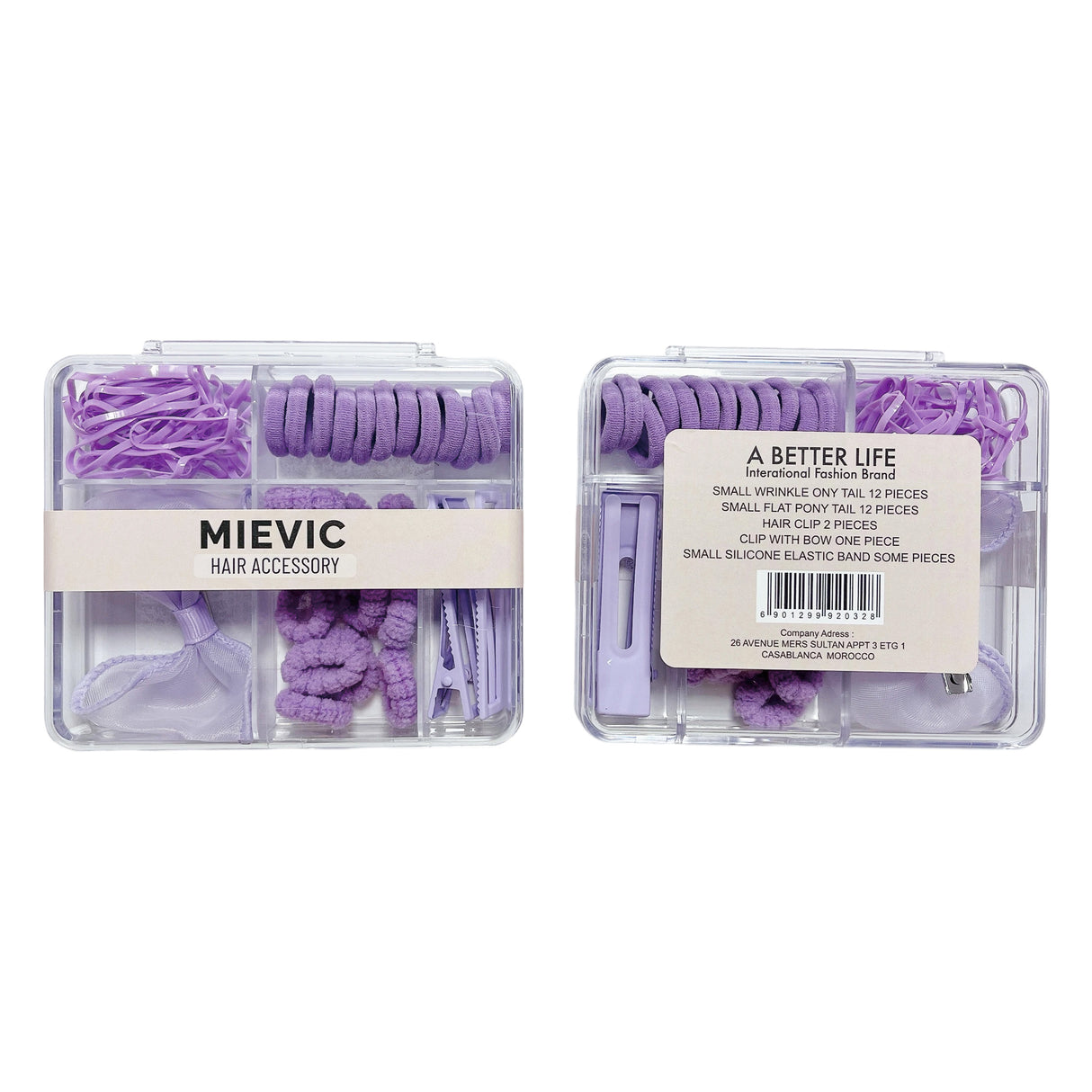 Boîte Accessoires Cheveux Violet Pastel
