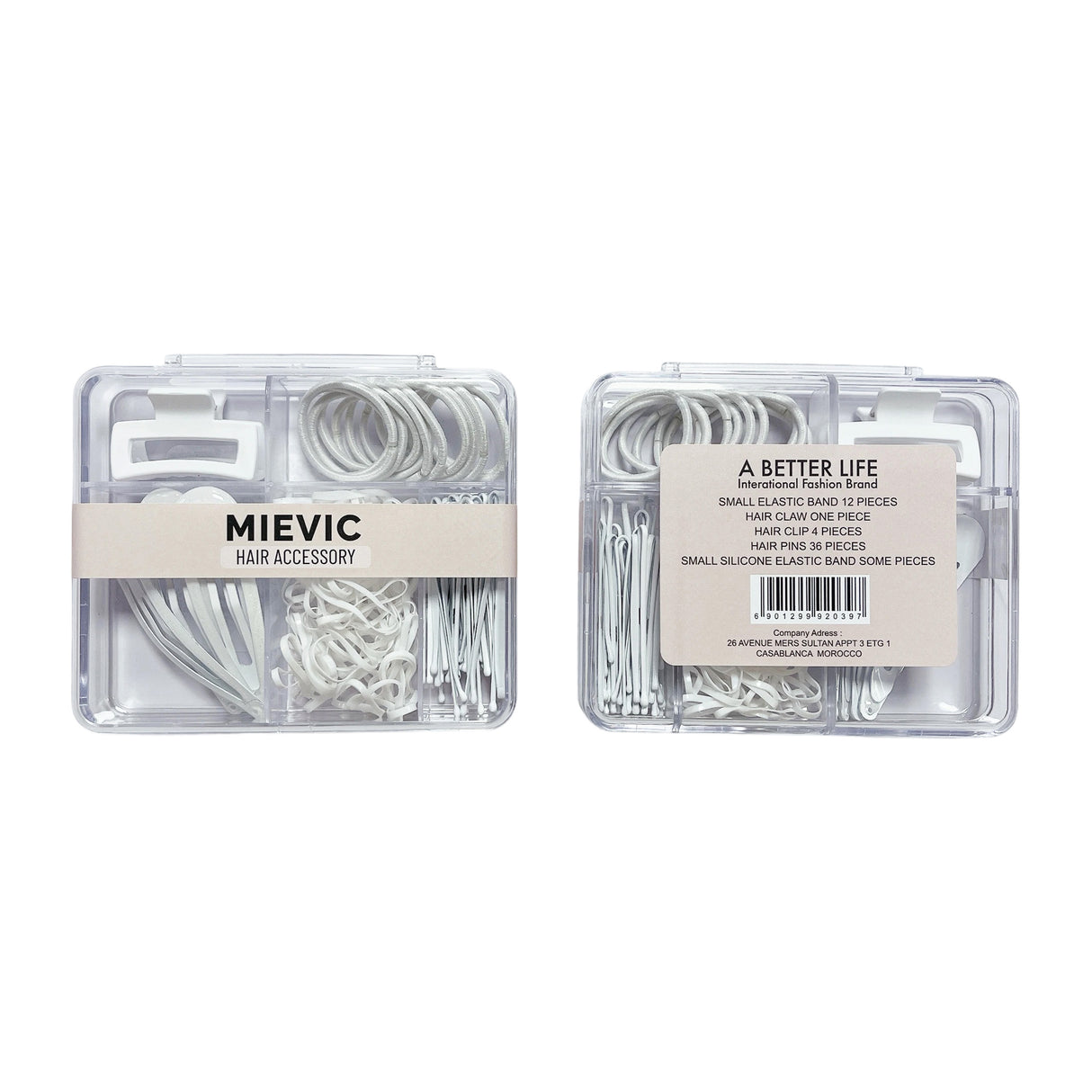 Boîte Accessoires Cheveux Blanche Pastel