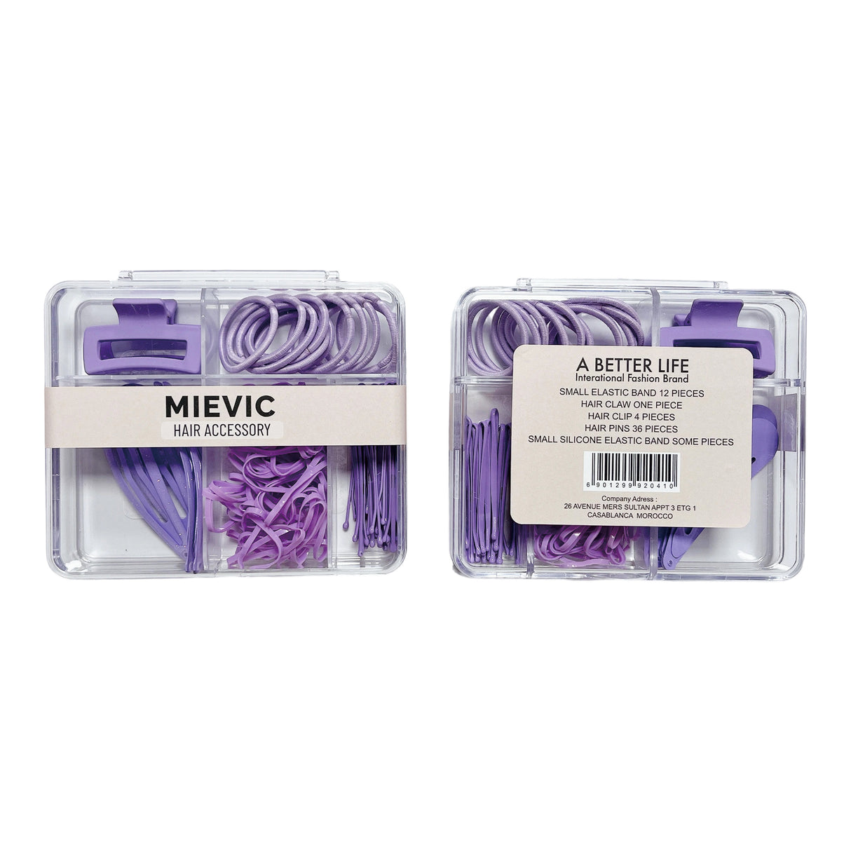 Boîte Accessoires Cheveux Violet Pastel