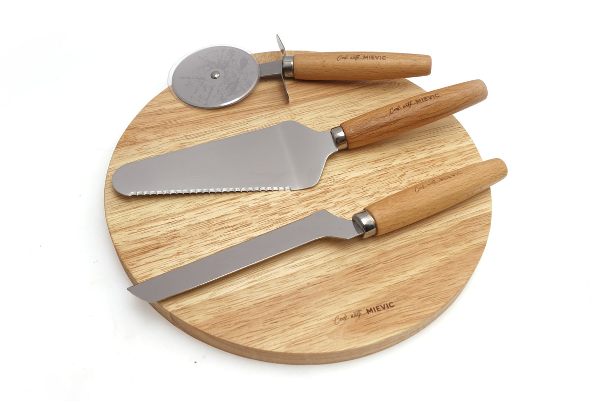 Set de 3 couteaux à fromage avec planche