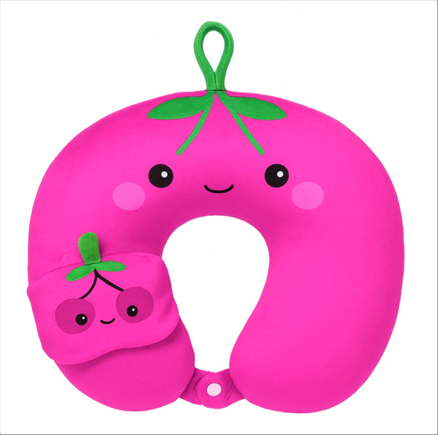 Oreiller Cervical en U Cherry Eye Mask Travel U Pillow KLW-11 - Fuchsia