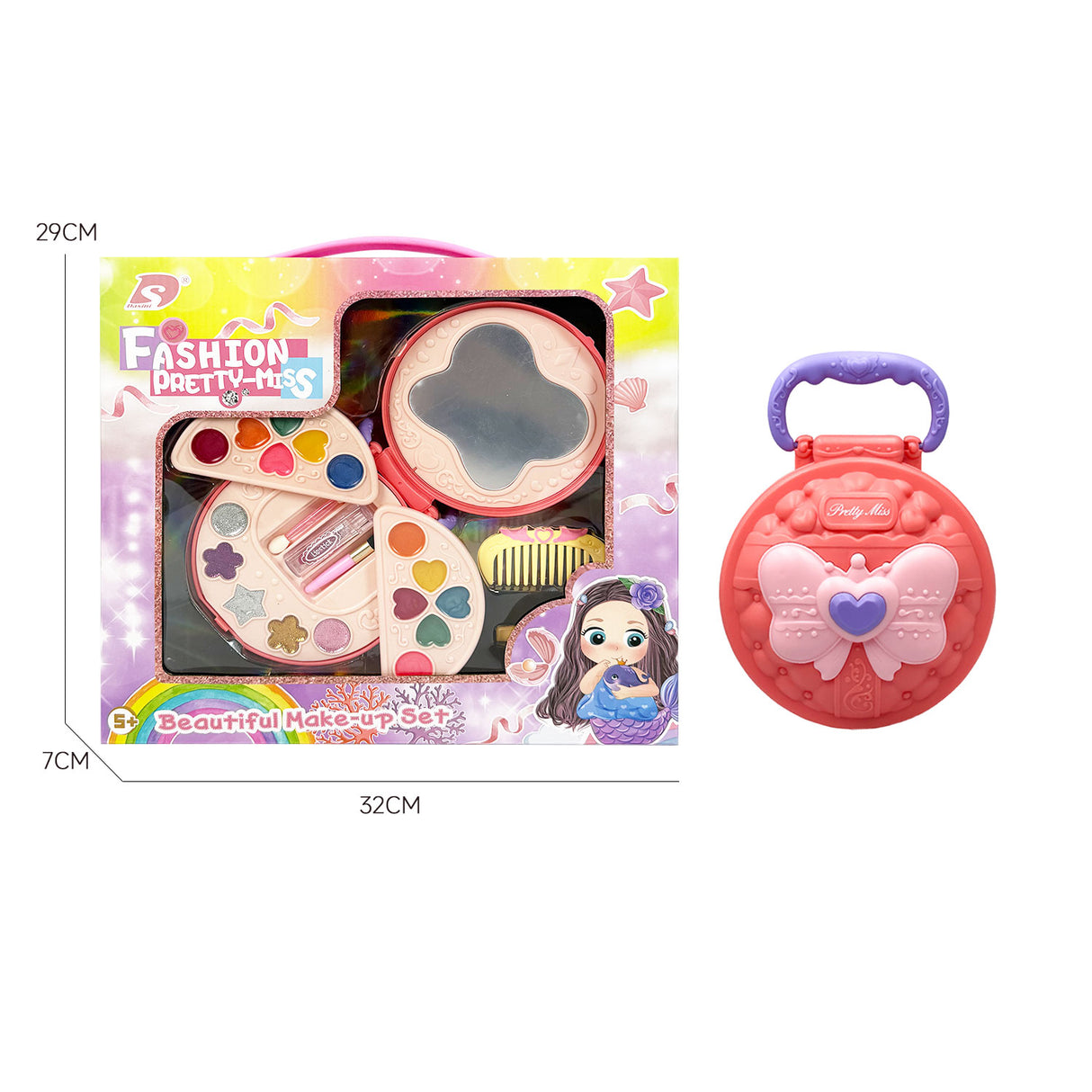 Round hand-held makeup bag - Rouge