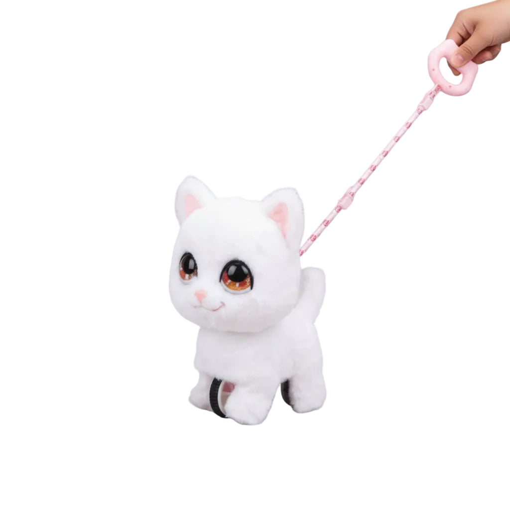 Peluche Chat Blanc à Pousser