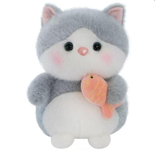 Peluche Chat Cartoon Transformable en Poupée Tissu Bleue