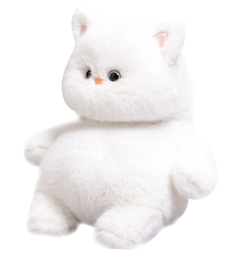 Peluche Chaton Joufflu Transformable en Poupée Tissu Blanche