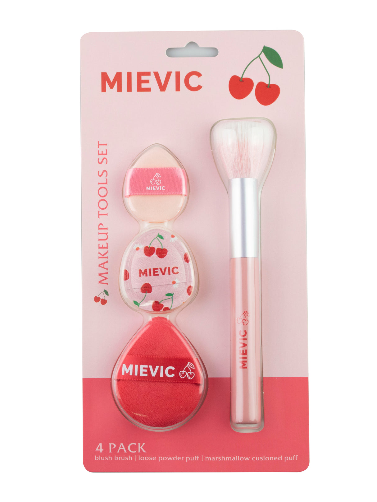Ensemble 3 Houppettes et 1 Pinceau Rouge
