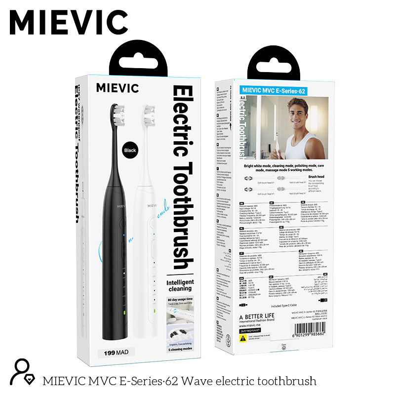 Brosse à dents électrique avec nettoyage intelligent noir