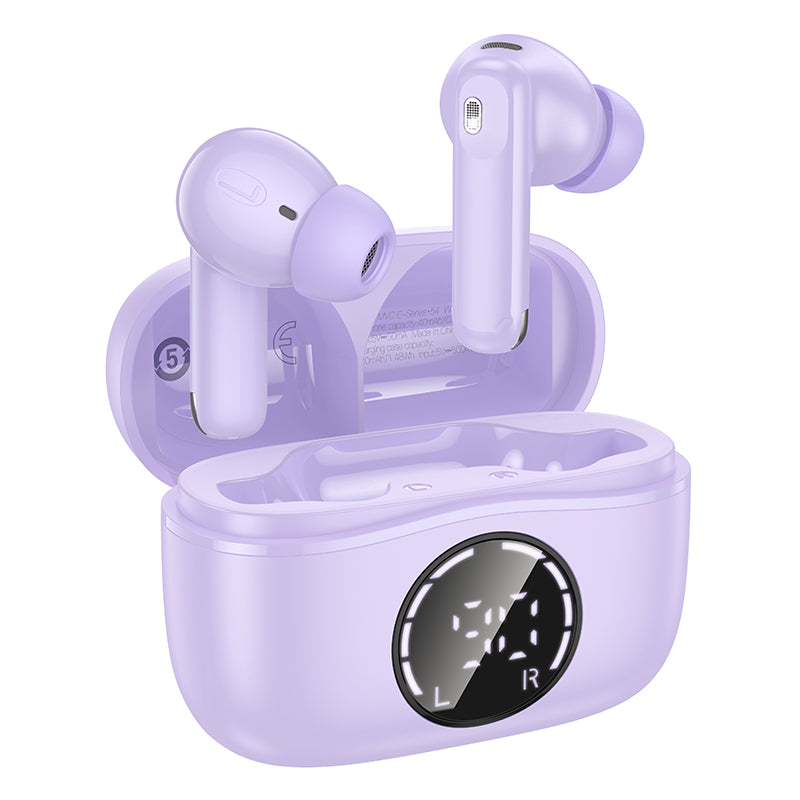 Écouteurs Bluetooth sans fil avec réduction de bruit ANC+ENC violet