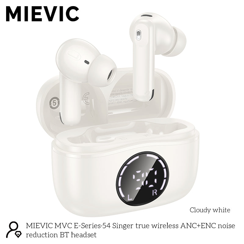 Écouteurs Bluetooth sans fil avec réduction de bruit ANC+ENC blanc