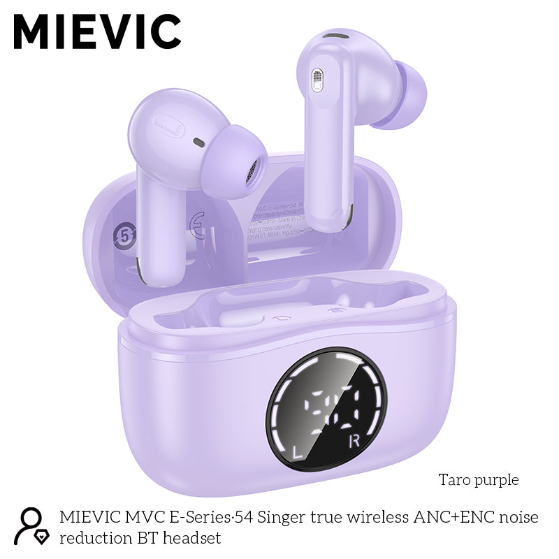 Écouteurs Bluetooth sans fil avec réduction de bruit ANC+ENC violet