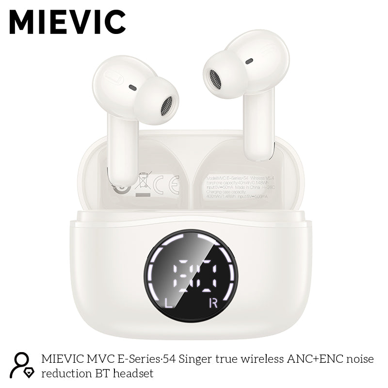 Écouteurs Bluetooth sans fil avec réduction de bruit ANC+ENC blanc