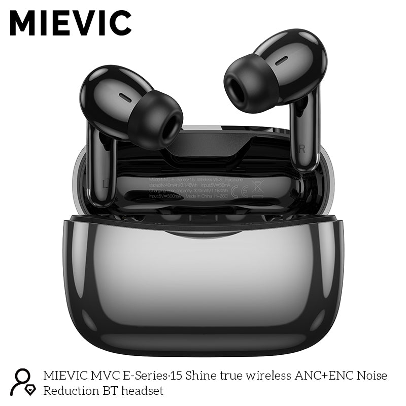 Écouteurs Bluetooth True Wireless avec réduction de bruit ANC+ENC noir émaillé