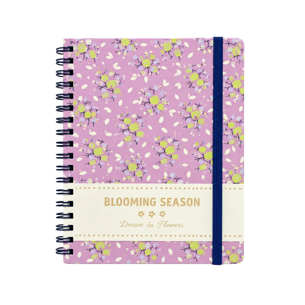 Carnet à spirales avec élastique - rose