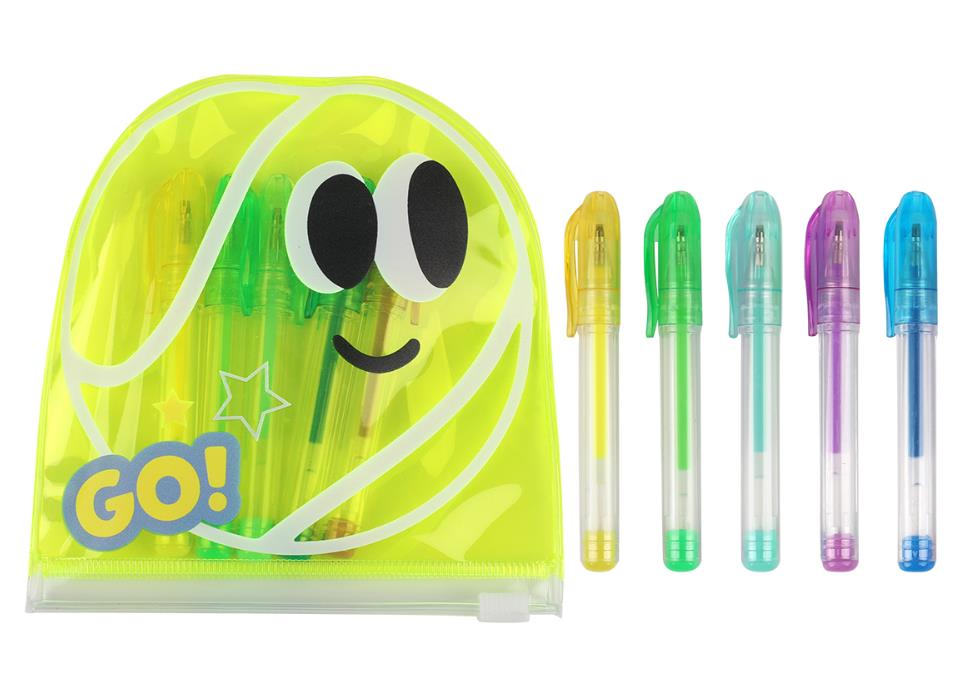 Set de mini stylos gel colorés avec pochette 5 pièces