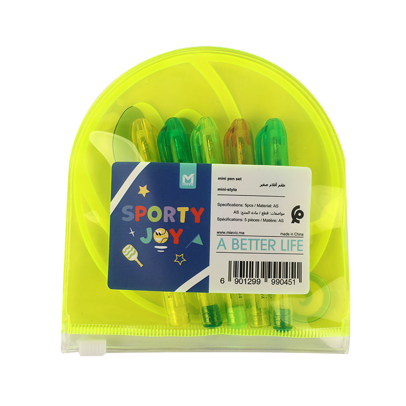 Set de mini stylos gel colorés avec pochette 5 pièces