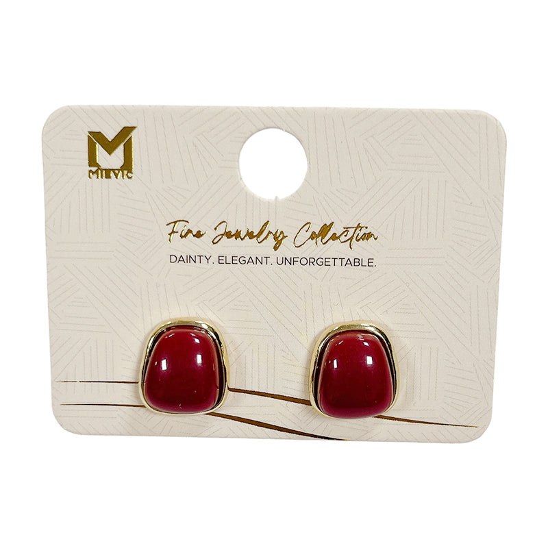 Boucles d’oreilles classique rouges rond puces - 2 pièces