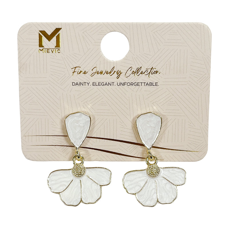 Boucles d’oreilles romantique blanches fleur pendantes - 2 pièces