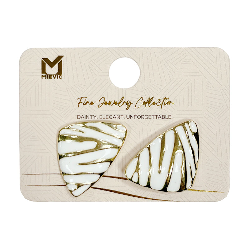 Boucles d’oreilles élégant argentées striped coquillage puces - 2 pièces
