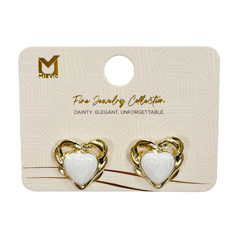 Boucles d’oreilles délicat blanches cœur puces - 2 pièces
