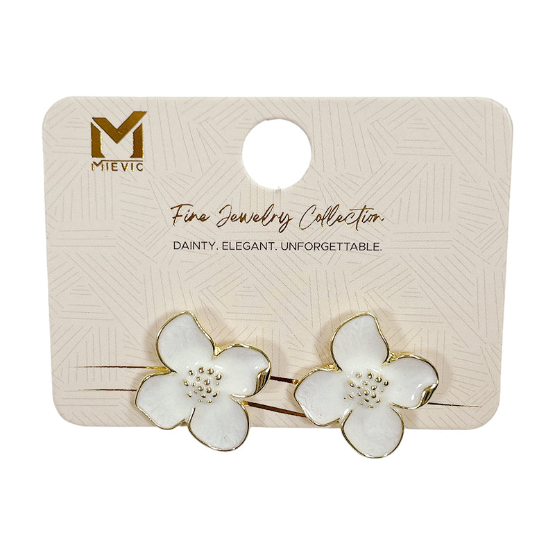 Boucles d’oreilles frais blanches fleur puces - 2 pièces