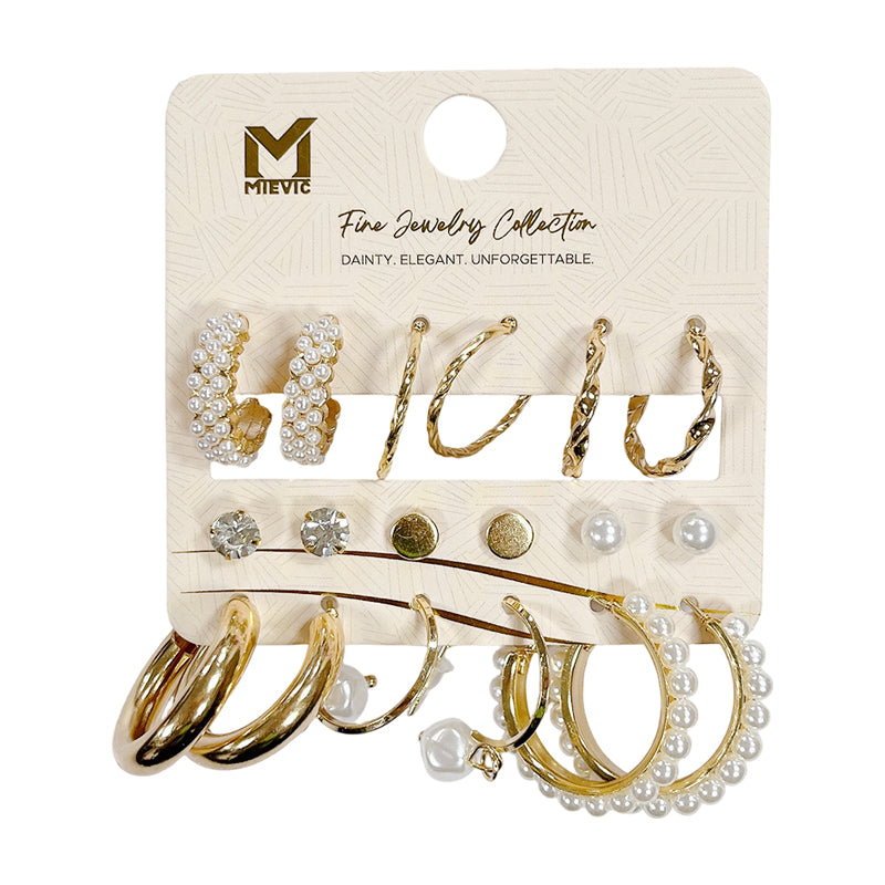 Tendance doré assortis puces and créoles boucle d’oreille set 9 paires