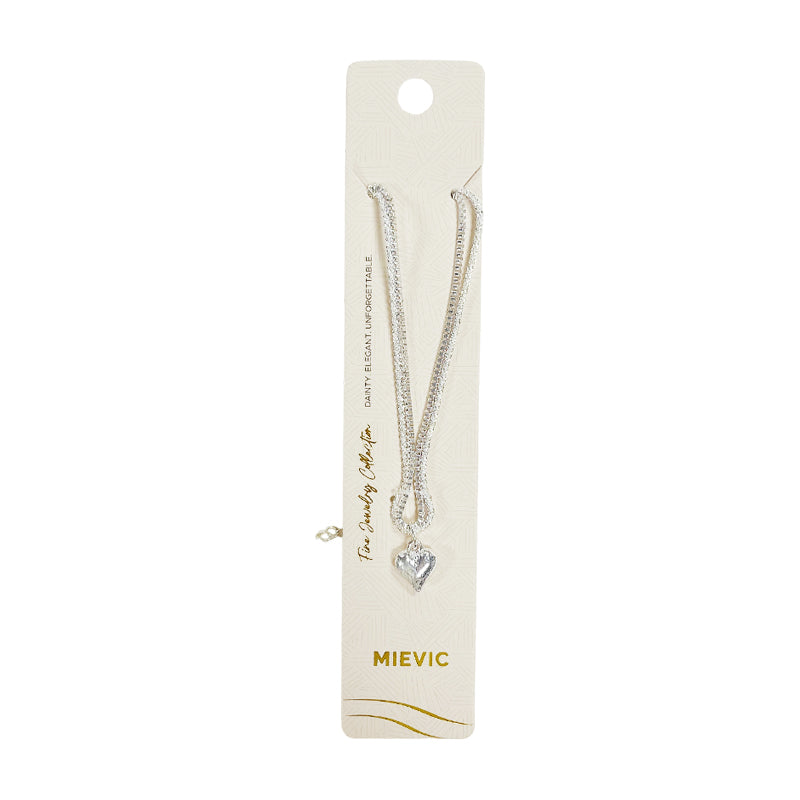 Délicat argenté cœur pendentif collier