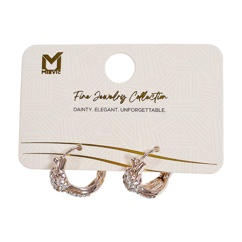 Boucles d’oreilles chic dorées stone créoles puces - 2 pièces