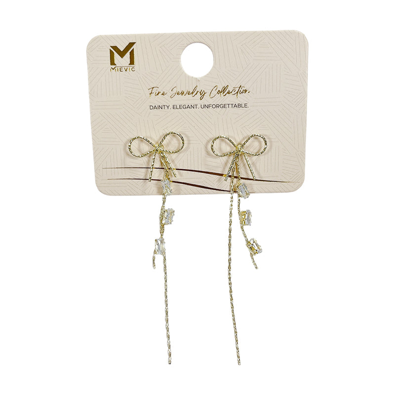 Boucles d’oreilles délicat dorées nœud chaîne pendantes - 2 pièces