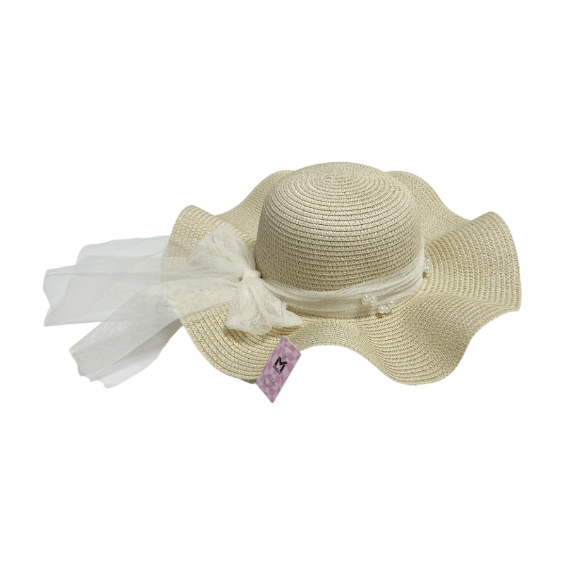 Paille wavy Plage Beige Ribon hat MSHB005 SUM26
