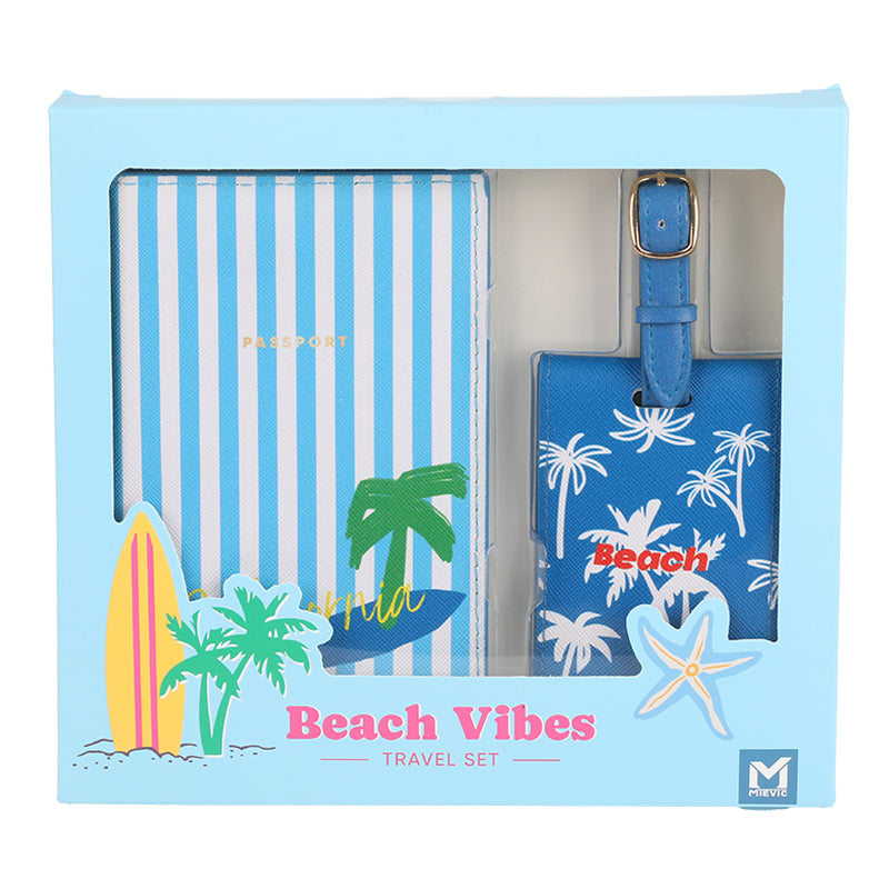 Set d'Étiquettes de Voyage - Motif Bleu