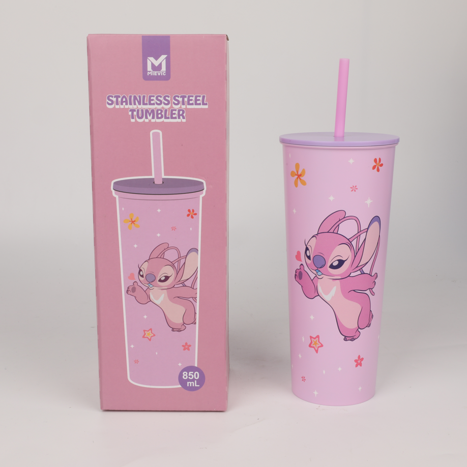 Gobelet Inox Simple Paroi 850ml Stitch - Rose