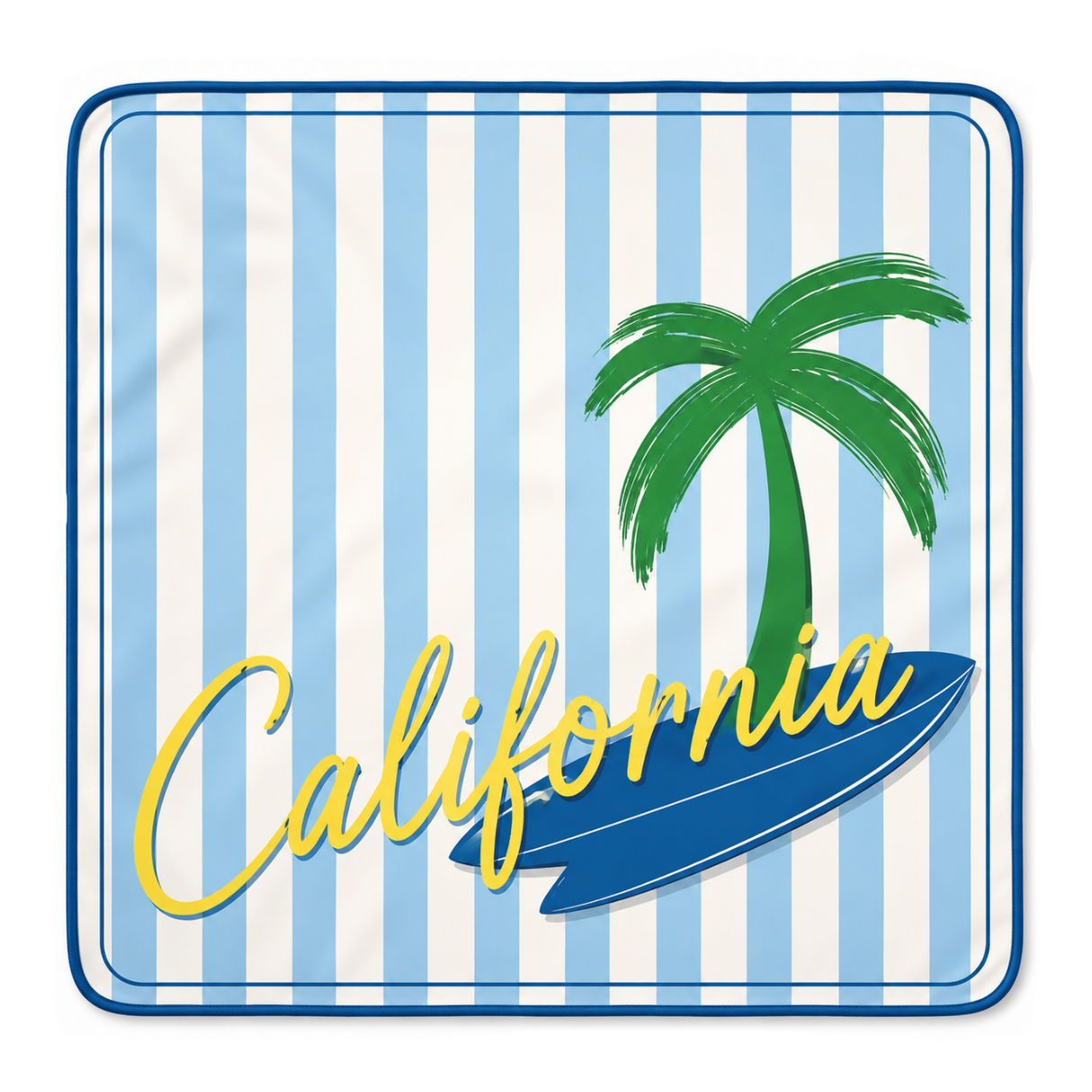 Tapis de Plage Pliable - Motif Palmier Bleu