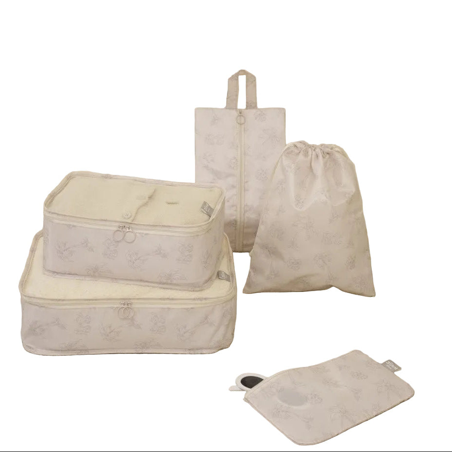 Lot de 5 Cubes de Rangement Voyage Beige